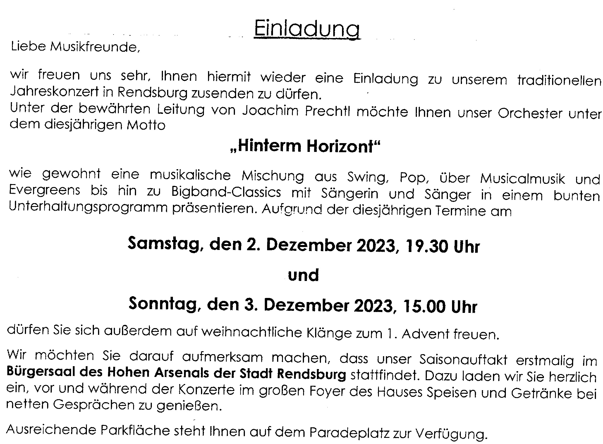 Konzerteinladung (Flyer)